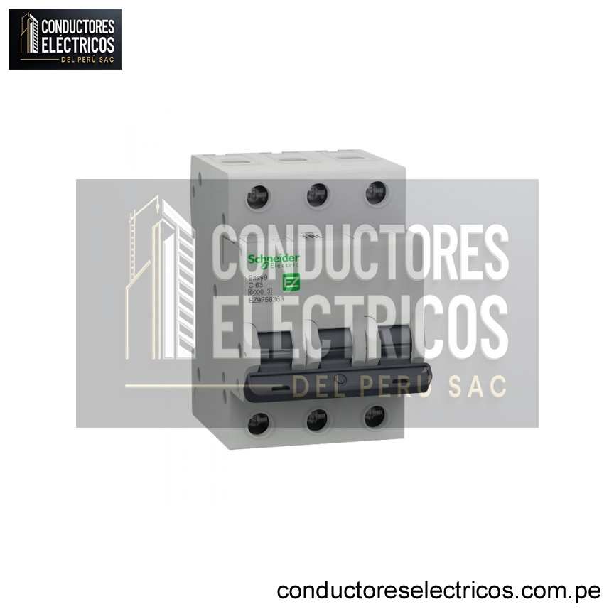 INTERRUPTOR TERMOMAGNETICO EASY9 DE 3X63 AMP. 10/6KA 230/400, EZ9F56363, SCHNEIDER-ELECTRIC