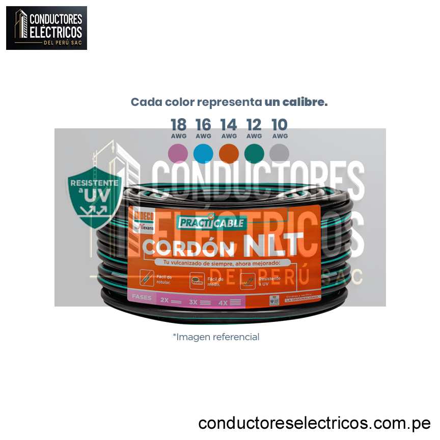 CABLE VULNIZADO INDECO NLT-PC 2 X 16 AWG X 100 METROS