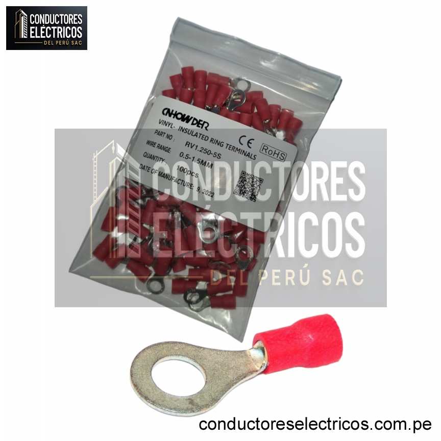 TERMINAL  A COMPRECION OJAL ROJO 1.5MM2